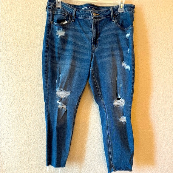 Old Navy plus size distressed mid rise rockstar super skinny jeans size 16 short - Picture 2 of 7